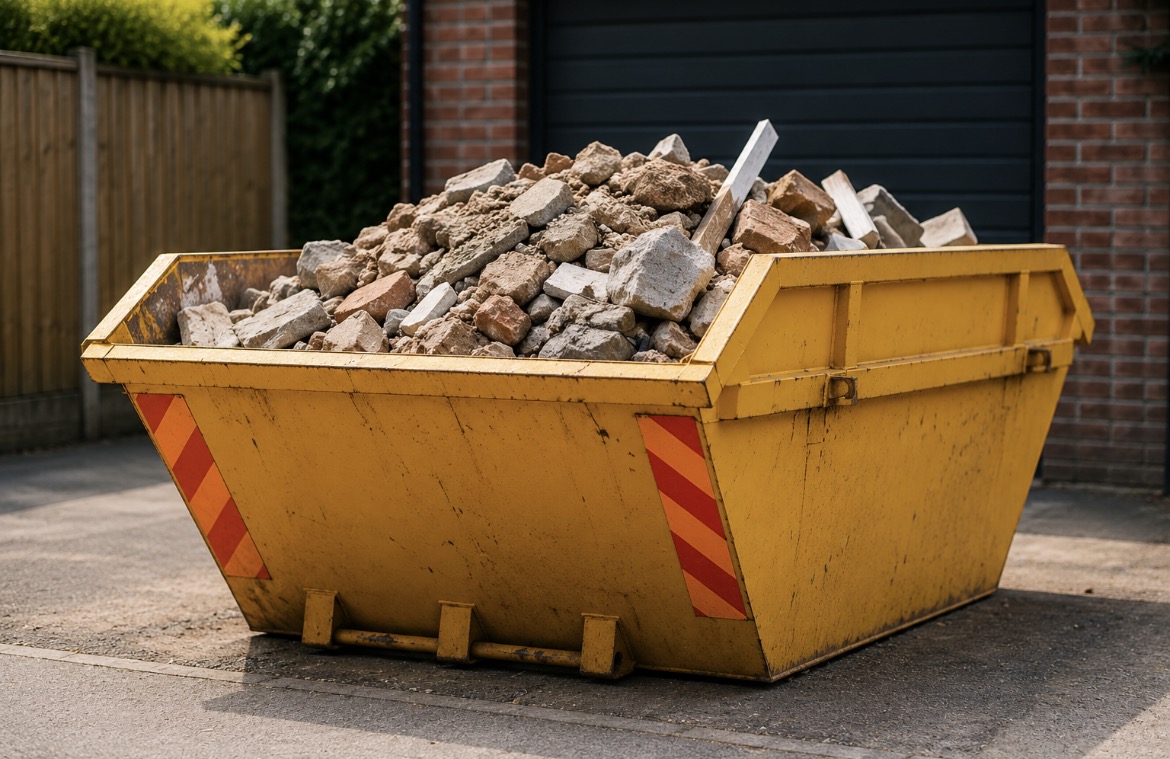 Skip filled with building waste for local hire